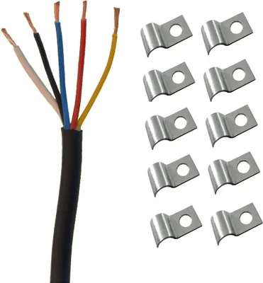 Produktbild von 5 Meter Kabel rund 5 x 0,75 mm² - schwarz weiss rot gelb blau + 10 Kabelschellen