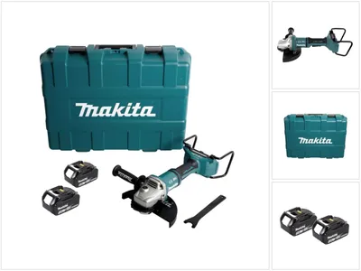 Obrázek produktu pro Makita DGA 900 TKX2 akumulátorová úhlová bruska 36V ( 2x18V ) 230mm bezkartáčová + 2x baterie 5,0Ah + Ezynut + kufr - bez nabíječky