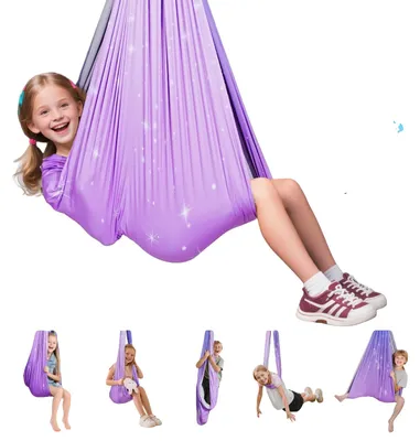 Immagine prodotto di VEVOR Aerial Yoga Hammock Set in tessuto a doppio strato, Aerial Yoga Swing Air Fly, Altalena Yoga con sospensione girevole a 360° e imbragatura a O e 136,07 kg di portata massima. Portata massima, altalene da soffitto rosa+blu
