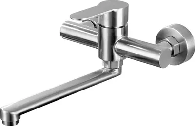 Produktbild von Wasserhahn - Wandarmatur Einhebelmischer - Edelstahl - 360° Schwenkauslauf - Warm & Kalt - G1/2-Anschluss - Weiß