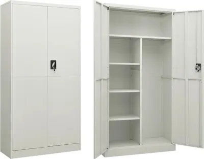 Produktbild von The Living Store Schließfachschrank Hellgrau 90x40x180 cm Stahl