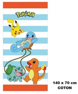 Produktbild von Unyqoos® Pokémon Strandtuch Pikachu – Mikrofaser-Badetuch 140×70 cm, mehrfarbig (Orange/Schwarz), schnell trocknend & sandabweisend
