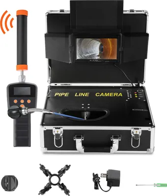 Immagine prodotto di Telecamera per fognature SucceBuy, telecamera per l'ispezione di tubi da 100 piedi, display da 7 pollici 1000TVL, con localizzatore da 512 Hz, per l'ispezione di condutture