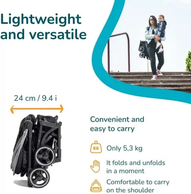 Produktbild von Kinderwagen Veer 0+ – Ultraleichter Buggy 2.0. Reise-Autositz. Umfangreich ausgestattet. Geeignet für Kinder ab 6 Monaten bis 25 kg. Kompakter und leichter. 5-Punkt-Gurt und Fußbremse. Luftbereift
