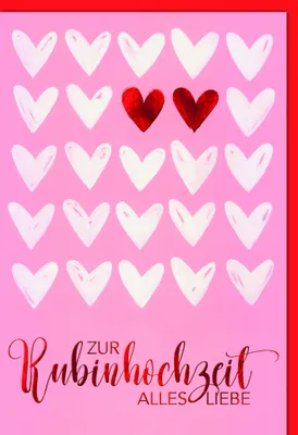 Produktbild von Hochzeitstag - 40. Hochzeitstag - Glückwunschkarte im Format 11,5 x 3