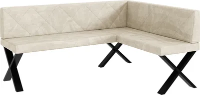 Produktbild von MEBLINI Eckbank für Esszimmer - Küchenbank - Essecke - Sitzecke Küche - ERIC - X-Beine 128x168x87cm Rechts - Creme Samt