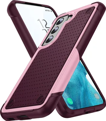 Produktbild von Für Samsung Galaxy S22+ 5G Hülle Militärqualität Stoßfest Hybrid 2 in 1 Hart PC Weich TPU Handyhülle Pink Rot