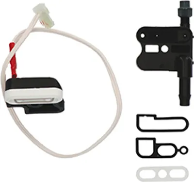 A set of spare parts for a Judo injector, including a sensor with wires and a manifold with seals.