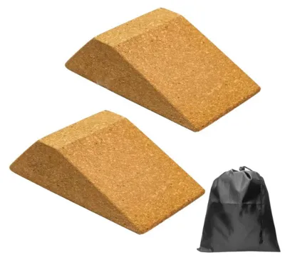 Produktbild von 1 Set robuste, hochdichte Yogablöcke mit Aufbewahrungstasche, formstabil, rutschfest, Kork-Keil, Fitnesszubehör