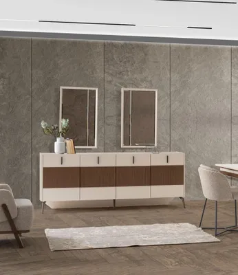 Productafbeelding van Robuuste houten commode, design dressoir, luxe eettafelkast, sideboard