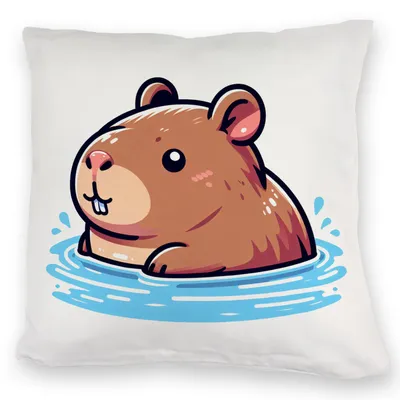 Produktbild von Capybara Comic Kuschelkissen mit rundem Motiv, flauschig, 40x40cm