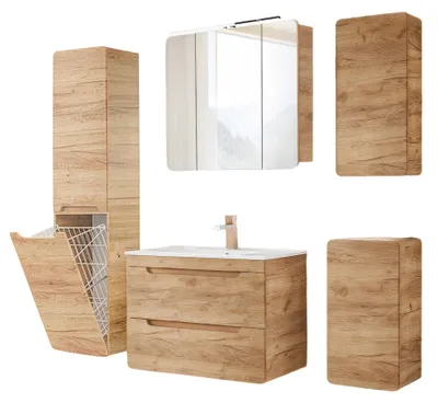 Produktbild von Bademöbel Komplett Set LUTON-56-CRAFT, Wotan Eiche Nb., B/H/T ca. 180/200/46 cm