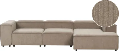 Zdjęcie produktu dla BELIANI Sofa modułowa jasnobrązowa sztruksowa lewostronna 4-osobowa z czarnymi nóżkami nowoczesna kanapa narożnik