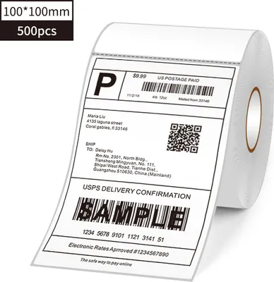Produktbild von Thermo-Versandetikettenrolle – Selbstklebend, wasserfest, ölbeständig, kratzfest – Ideal für Zebra, Amazon, UPS, eBay, Shopify, FedEx