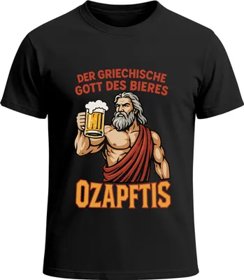 Produktbild von Herren T-Shirt für das Griechische Gott Ozapftis Fun-Shirt Trachtenshirt Bierfest Outfit Statement Spruch Saufen lustig Moonworks®