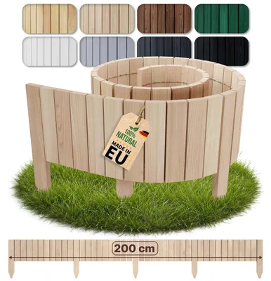 Produktbild von Floranica Rasenkante Flexible Beeteinfassung 40 x 200 cm Naturbelassen Rollborder Holz Beetumrandung Holzzaun Palisade Rollzaun