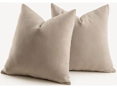Productafbeelding van Kussensloop set van 2, 45x45 cm, grijsbruin, chenille, zacht, modern, decoratieve kussens, kussenhoes