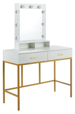 Obrázok produktu pre Toaletný stolík RODEL s LED osvetlením - biely / zlatý