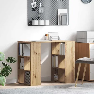 Immagine prodotto di Maison Exclusive - Scrivania in legno composito effetto "Artisan Oak", dimensioni 90 x 50 x 75 cm