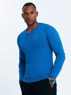 Produktbild von Ombre Klassischer Eleganter Herrenpullover mit V-Ausschnitt blau XL