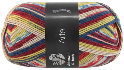 Produktbild von Lana Grossa - Meilenweit 6-fach 150g Arte 9632 braunrot türkis ecru orange enzianblau dunkelgrau senfgelb