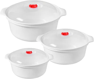 Imagen del producto de Platos para microondas con tapa, juego de 3 unidades, libres de BPA, para calentar y congelar