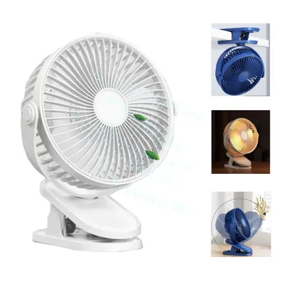 Produktbild von Mini USB Ventilator,4 Geschwindigkeiten Tischventilator mit Clip, Nachtlicht,360°Dreheinstellung für Büro und Schlafzimmer Weiß