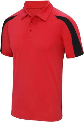 Produktbild von Just Cool JC043 | Contrast Cool Sport Poloshirt + WRAP  - Farbe: Fire Red/Jet Black - Größe: L