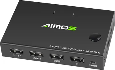 Produktbild von AIMOS AM-KVM201CC 2-Port HDMI KVM-Umschalter Manuelle Steuerung Drucker USB Automatischer Satz Tastatur- und Maussteuerung 2 Hosts 4K HD