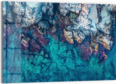 Produktbild von DEQORI Glasbild Echtglas 90x60 cm 'Küstenfarbenspiel' Wandbild Bild modern Deko