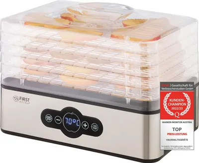 Produktbild von TZS First Austria Dörrgerät 240W, Dörrautomat mit Temperaturregler, Dampfgarer für Obst, Gemüse, Fleisch, Pilze