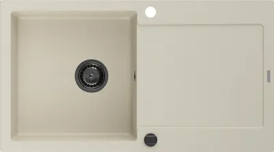 Immagine prodotto di Mexen Leo lavello in granito a 1 vasca con scolapiatti 900 x 500 mm, beige, sifone nero - 6501901010-69-B