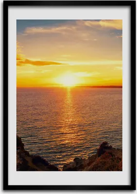 Produktbild von Bild - Bilderrahmen - 50 cm x 70 cm - MDF - Rahmen - Wandkunst Sonnenuntergang Meer