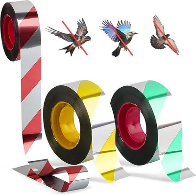 Immagine prodotto di Nastro anti-uccelli, 3 rotoli da 2,4 cm x 100 m, riflettente, per la protezione contro uccelli, insetti e roditori.