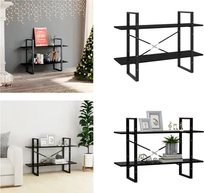 Obrázek produktu pro vidaXL Regál na knihy 2 přihrádky černý 100x30x70 cm Materiál na bázi dřeva - Regál na knihy - Regály na knihy - Regály na knihy