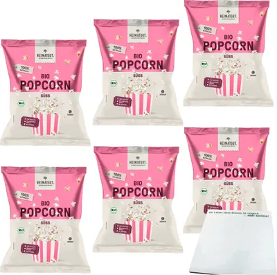 Produktbild von Heimatgut Popcorn Süß 6er Pack (6x90g Beutel) + usy Block