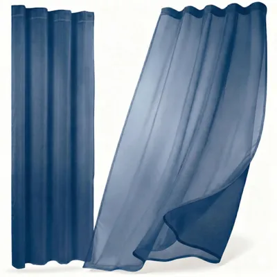 Zdjęcie produktu dla Beautex Gardine Dolly, zasłona transparentna, dostępna z marszczeniem lub z przelotkami, wymiary 140x250 cm, kolor: granatowy