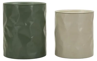 Obrázek produktu pro Odkládací stolky Norimberga Metal v bílé a zelené barvě — sada Ø 39,5 × 48 a Ø 35,5 × 40 cm