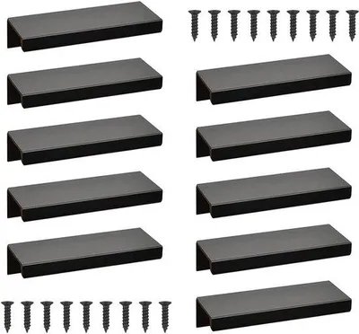 Productafbeelding van Set van 10 aluminium handgrepen, zwart, 80 mm. Modern design