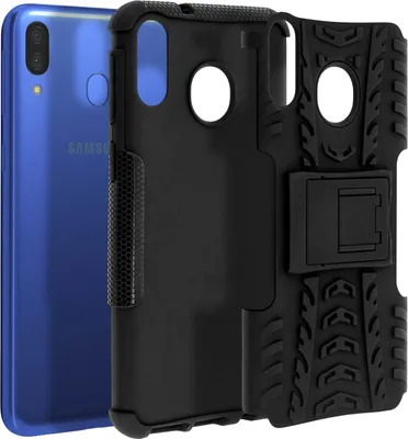 Produktbild von Avizar, Stoßfeste Schutzhülle + Standfunktion für Samsung Galaxy M20, Schwarz