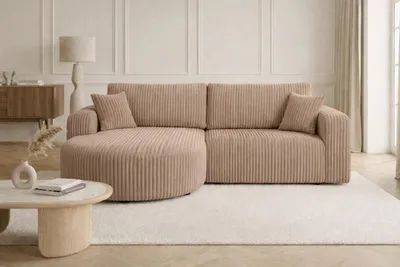 Produktbild von Kaiser Möbel Ecksofa mit Schlaffunktion, Cordstoff Tilia, Braun, Links, ROUND ONE
