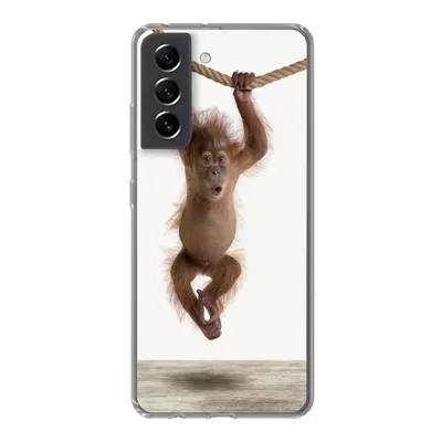 Produktbild von MuchoWow® Handyhülle Schutzhülle Hülle für Samsung Galaxy S21 FE Affe - Tiere - Kinder - Orang Utan - Jungen - Mädchen Silikon Softcase Handy Hülle - Mobiltelefonhülle