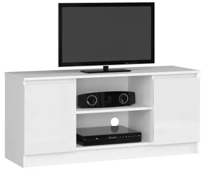 Immagine prodotto di Mobile TV 120 cm Bianco Lucido 2D 1P con Ante Estraibili e Ripiani