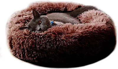 Produktbild von Weiches Katzenbett Kissen, braunes Rundes Hundebett