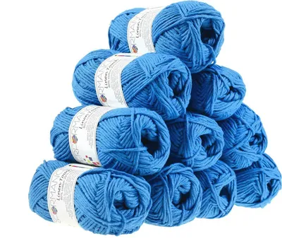 Produktbild von 500g Strickgarn Linen Touch Baumwolle Leinen Häkelgarn Wolle Farbauswahl, Farbe:100 blau