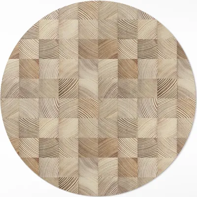 Produktbild von Holzquadrate Mosaik aus Baumringen– Vinylteppich – Indoor Teppich – Flur – Pflegeleicht – Runder Teppich – PVC Teppich – Outdoor Teppich – Pflegeleicht – fi 120cm