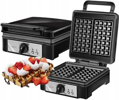 MPM MGO-24 Waffeleisen, 1400 W, für 2 Waffeln, Antihaftbeschichtung