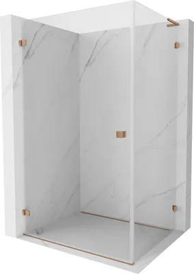 Produktbild von Mexen Lunar-B L Duschkabine schwenkbar links 90 x 80 cm, transparent, gebürstetes Kupfer - 832L-090-080-65-00-L