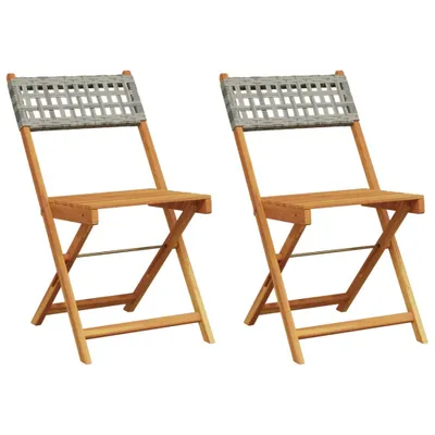 Produktbild von Bistrostühle 2 Stk. Grau Massivholz Akazie und Poly-Rattan