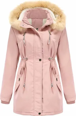 Produktbild von ASKSA Damen Winterjacke Wintermantel Baumwolljacke Warm Dickere Reißverschluss Tasche Mantel, A-Rosa, XL